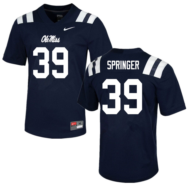 Jake Springer Ole Miss Rebels NCAA Men's Navy #39 Stitched Limited College Football Jersey JFV4758WJ